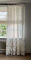 Linen Curtain With Ruffles