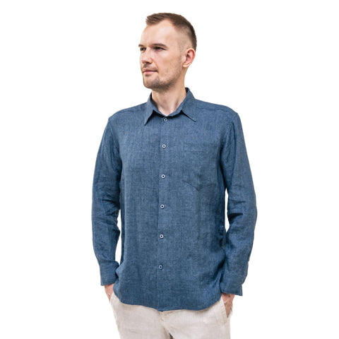 Vīriešu lina krekls (tumši zils)